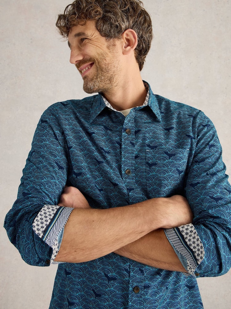 White Stuff Blue Waves Printed Shirt - Image 1 of 6