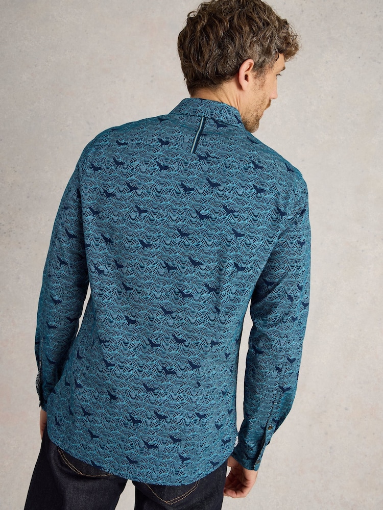 White Stuff Blue Waves Printed Shirt - Image 2 of 6