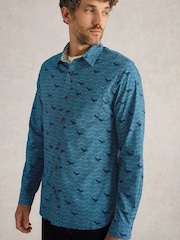White Stuff Blue Waves Printed Shirt - Image 4 of 6