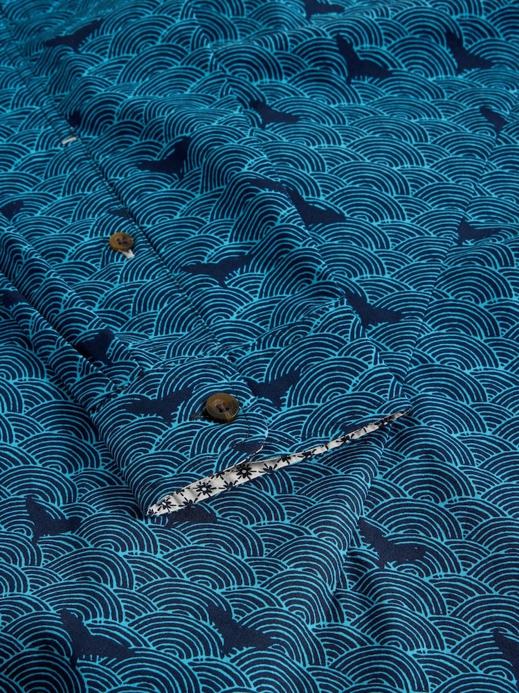 White Stuff Blue Waves Printed Shirt - Image 6 of 6
