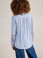 White Stuff Blue Geri Embroidered Shirt - Image 2 of 6