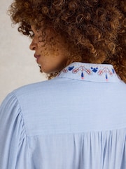 White Stuff Blue Geri Embroidered Shirt - Image 4 of 6