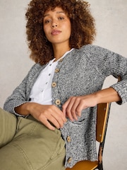 White Stuff Blue Bailey 100% Cotton Cardigan - Image 3 of 6