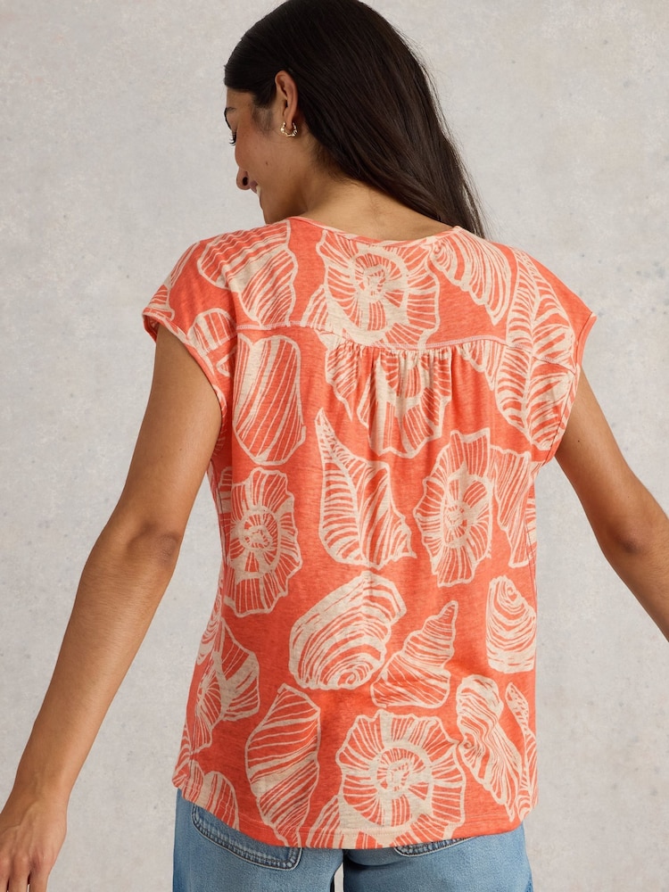 White Stuff Orange Nina 100% Linen T-Shirt - Image 2 of 6