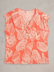 White Stuff Orange Nina 100% Linen T-Shirt - Image 5 of 6