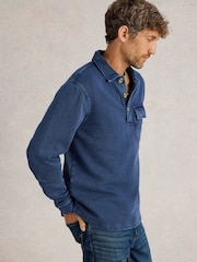White Stuff Blue Brampton Collared 100% Cotton Sweater - Image 1 of 10
