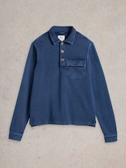 White Stuff Blue Brampton Collared 100% Cotton Sweater - Image 5 of 10