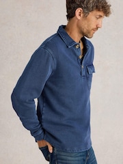 White Stuff Blue Brampton Collared 100% Cotton Sweater - Image 7 of 10