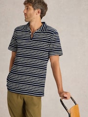 White Stuff Jacquard Stripe 100% Cotton Polo Shirt - Image 1 of 6
