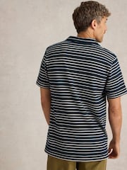 White Stuff Jacquard Stripe 100% Cotton Polo Shirt - Image 2 of 6