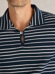 White Stuff Jacquard Stripe 100% Cotton Polo Shirt - Image 4 of 6