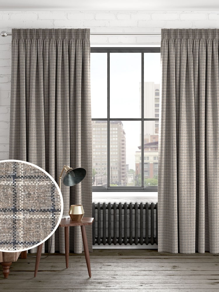 Grey Simplicity Check Made to Measure Curtains - Image 1 of 9