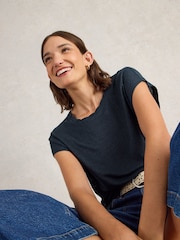 White Stuff Blue Rowan Linen 100% Linen Tank Top - Image 1 of 6