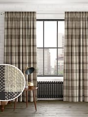 Natural Linen Look Check Made to Measure Curtains - Image 1 of 8