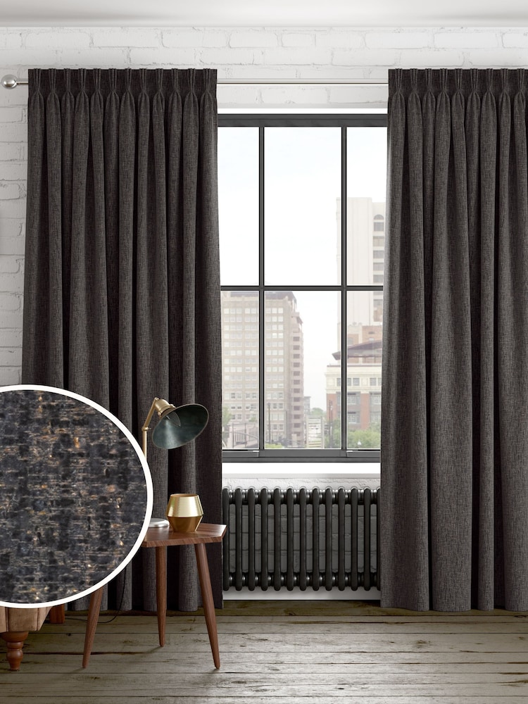 Charcoal Grey Textured Weave Made to Measure Curtains - Image 1 of 7