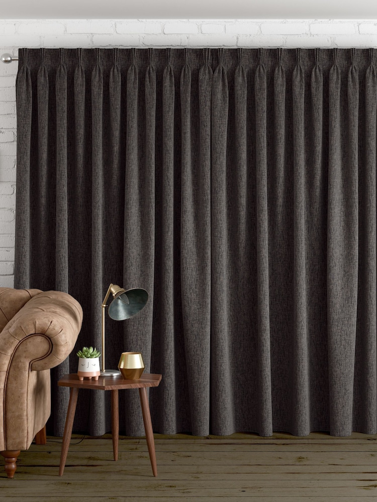 Charcoal Grey Textured Weave Made to Measure Curtains - Image 2 of 7