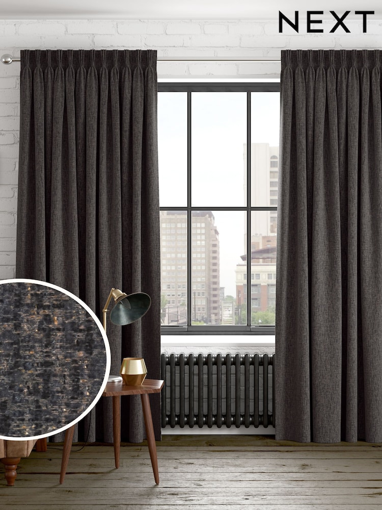 Charcoal Grey Textured Weave Made to Measure Curtains - Image 5 of 5