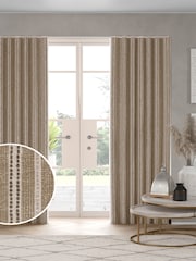Dark Natural/Grey Woven Stripe Made to Measure Curtains - Image 1 of 7