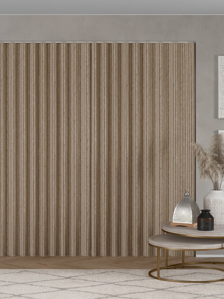Dark Natural/Grey Woven Stripe Made to Measure Curtains - Image 2 of 7