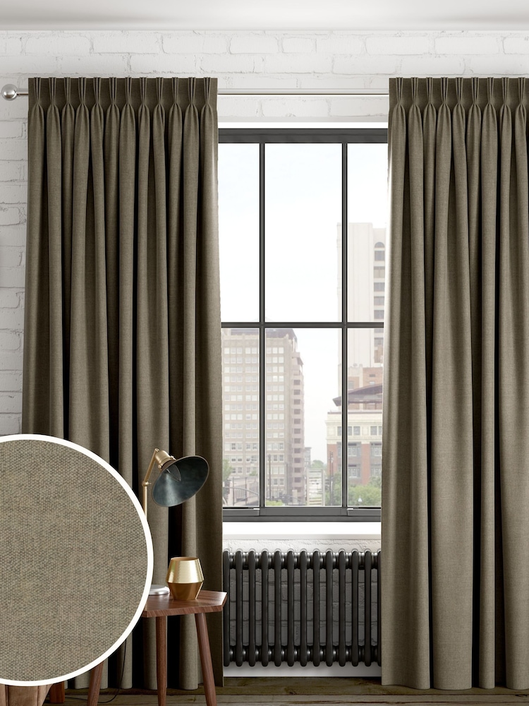Khaki Green Matte Chenille Made to Measure Curtains - Image 1 of 10