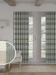Green Linen Look Check Made to Measure Curtains - Image 1 of 9