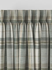 Green Linen Look Check Made to Measure Curtains - Image 5 of 9
