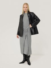 Jigsaw Grey Wool Cashmere Blend Knot Dress - Image 3 of 6