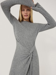 Jigsaw Grey Wool Cashmere Blend Knot Dress - Image 4 of 6