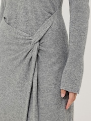 Jigsaw Grey Wool Cashmere Blend Knot Dress - Image 5 of 6