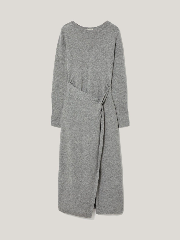 Jigsaw Grey Wool Cashmere Blend Knot Dress - Image 6 of 6