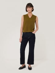 Jigsaw Green Cotton Blend V-Neck Tank - Image 3 of 6
