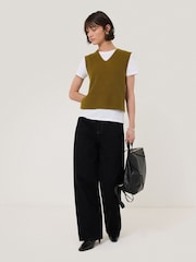 Jigsaw Green Cotton Blend V-Neck Tank - Image 4 of 6