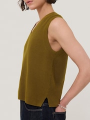 Jigsaw Green Cotton Blend V-Neck Tank - Image 5 of 6