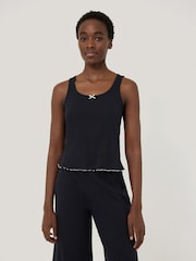 Jigsaw Blue 100% Cotton Pointelle Vest Top - Image 1 of 6