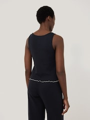 Jigsaw Blue 100% Cotton Pointelle Vest Top - Image 2 of 6