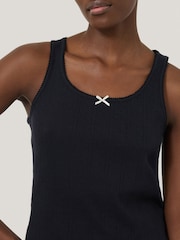 Jigsaw Blue 100% Cotton Pointelle Vest Top - Image 4 of 6