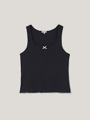 Jigsaw Blue 100% Cotton Pointelle Vest Top - Image 5 of 6