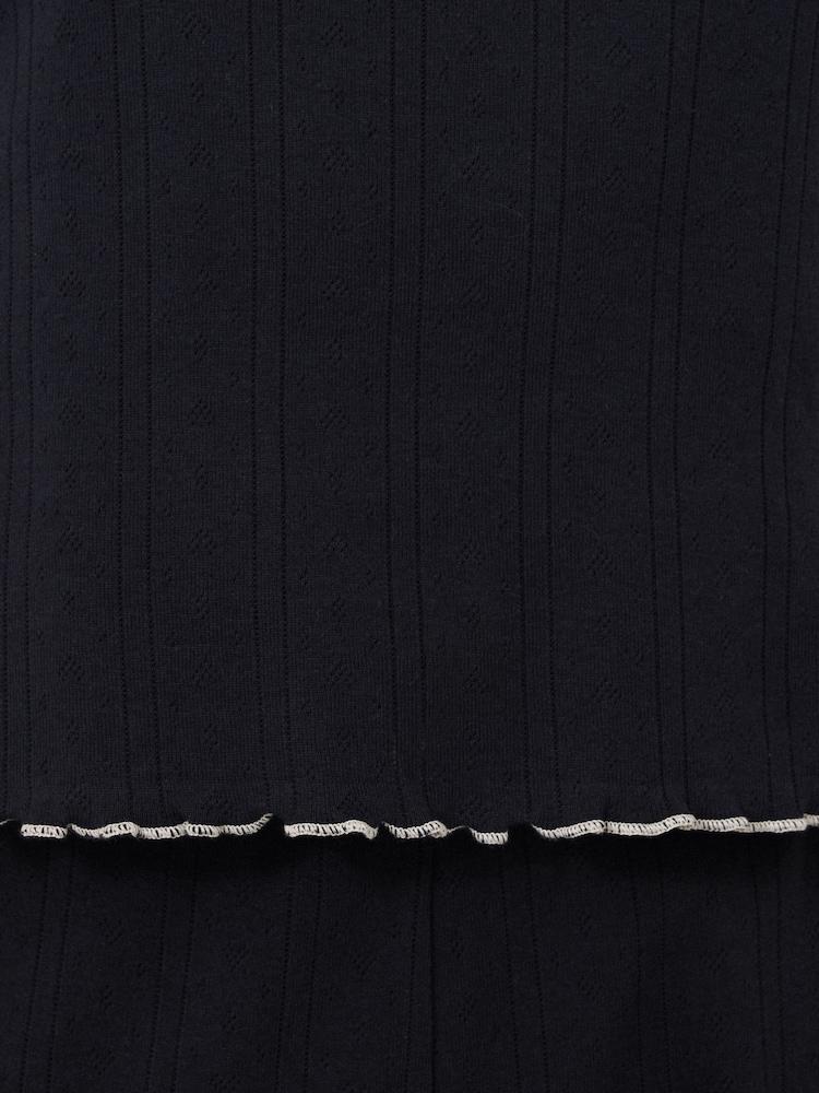 Jigsaw Blue 100% Cotton Pointelle Vest Top - Image 6 of 6