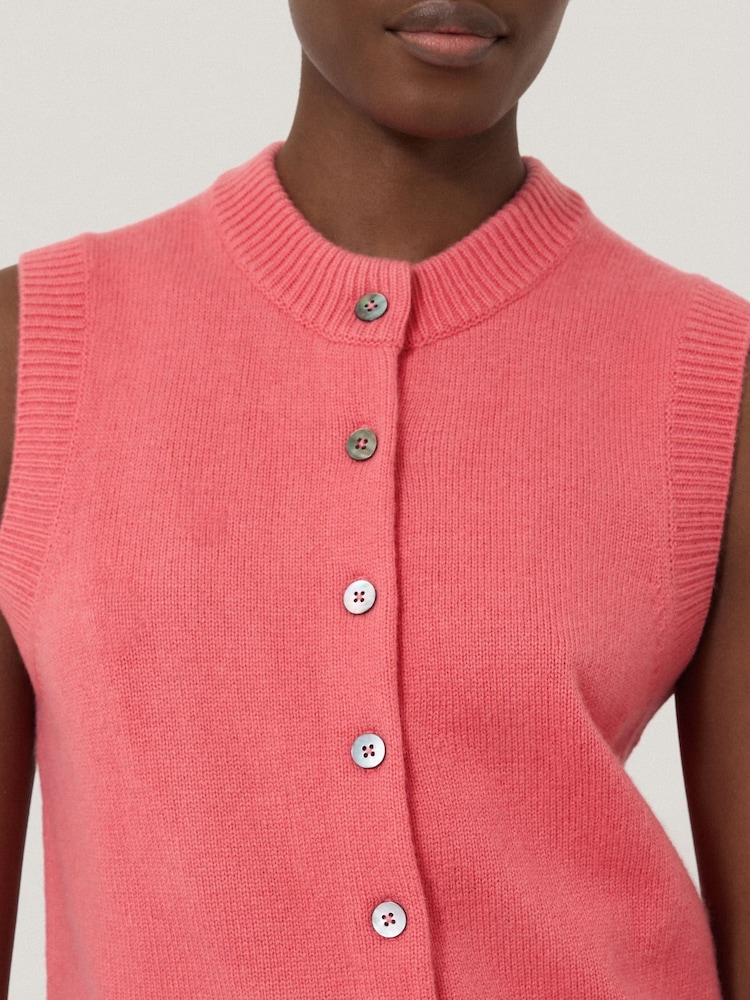 Jigsaw Pink Wool Cashmere Blend Waistcoat - Image 2 of 7 Jigsaw Pink Wool Cashmere Blend Waistcoat - Image 2 of 7