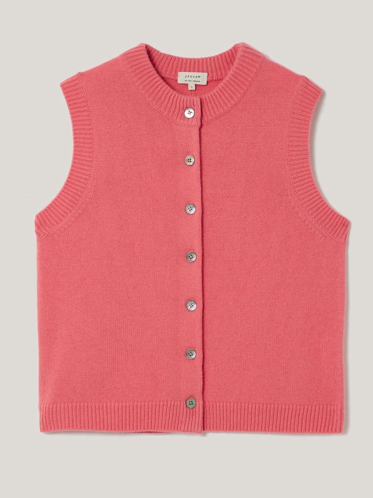 Jigsaw Pink Wool Cashmere Blend Waistcoat - Image 7 of 7
