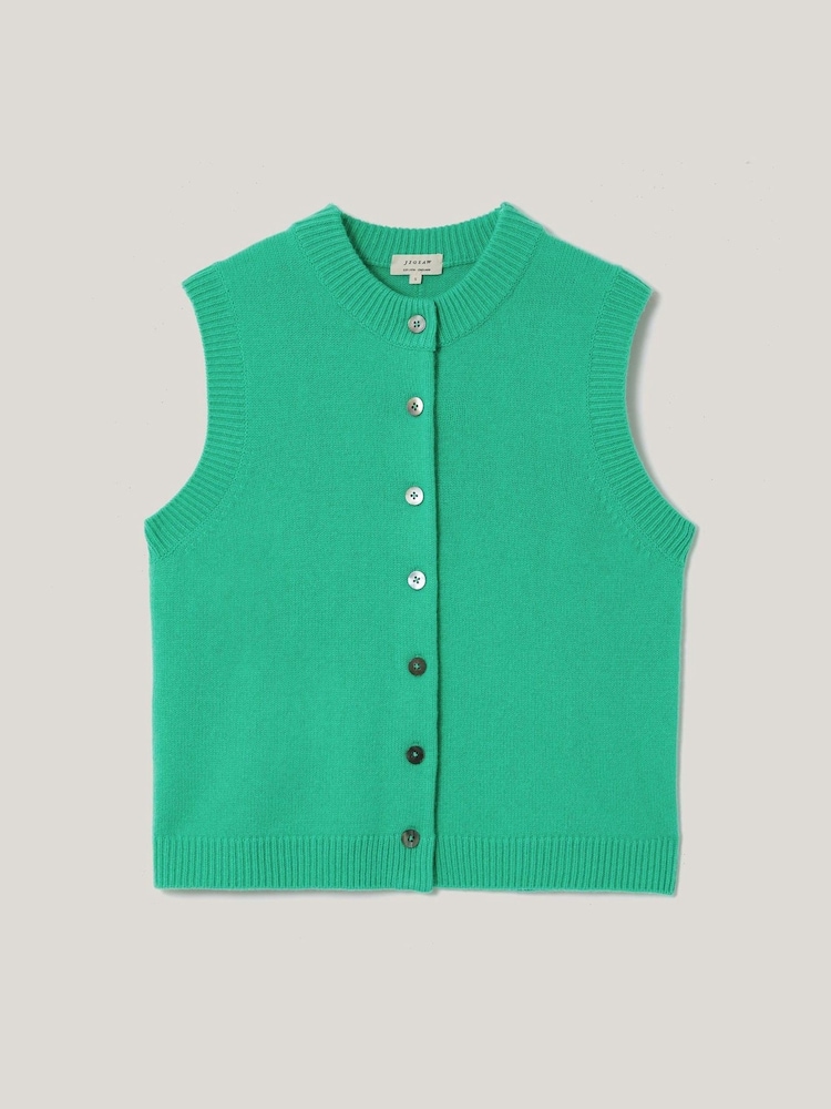 Jigsaw Green Wool Cashmere Blend Waistcoat - Image 7 of 7