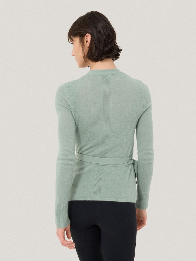 Jigsaw Green Ribbed Wrap Cardigan - Image 2 of 7