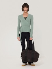 Jigsaw Green Ribbed Wrap Cardigan - Image 3 of 7