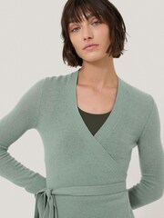 Jigsaw Green Ribbed Wrap Cardigan - Image 5 of 7