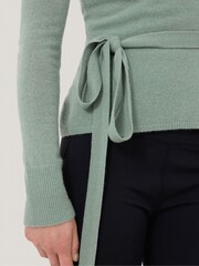 Jigsaw Green Ribbed Wrap Cardigan - Image 6 of 7