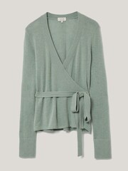 Jigsaw Green Ribbed Wrap Cardigan - Image 7 of 7