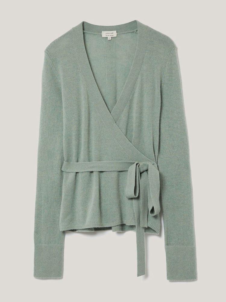 Jigsaw Green Ribbed Wrap Cardigan - Image 7 of 7