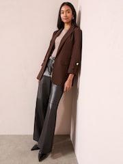 Friends Like These Brown Edge to Edge Tailored Sleeve Detail Blazer - Image 3 of 4