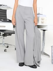 Friends Like These Grey Tonic Premium Elastic Back Tailored Wide Leg Trousers - Image 2 of 4
