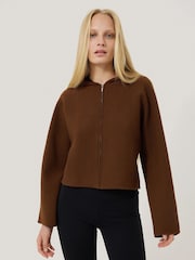 Jigsaw Brown Double Face Zip Hoodie - Image 1 of 5